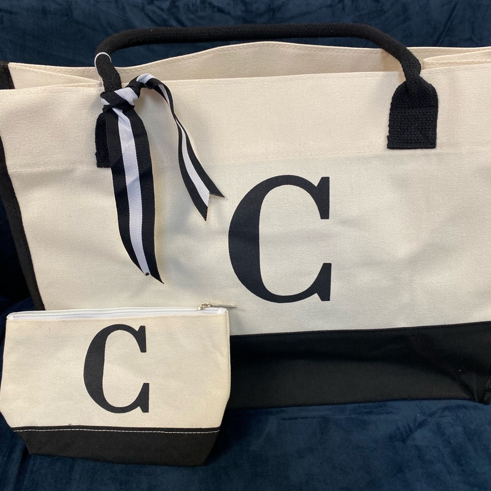 Stylish Black and Cream Tote Bag Set